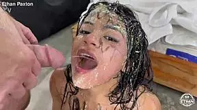 tiny anal slut michy perez gags on rough fisting pukefest domination