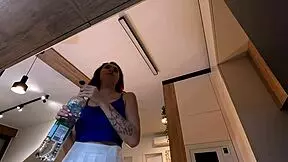 Redhead Wife Teases White Miniskirt Pink Panties Before Revealing More