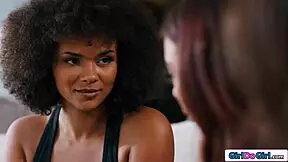 lesbian roommates lick psychic milf's big tits and pussy