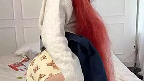 private punishment for college redhead in uniform... spank that narrow ass!