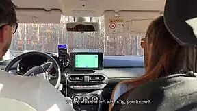 laura quest's mountain car flashing teases tanned skinny ass and pierced tits outdoors