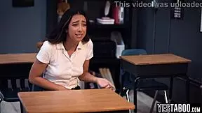 mature teacher stepdad keeps petite latina teen stepdaughter after class for hardcore pov doggystyle on monster cock in classroom
