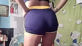 the exotic petite asian dances her tight narrow ass in shorts to phonk beats captivating viewers