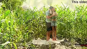 sassy mia bends over cornfield for muscular guy's big cock pounding 🌽🍆💦