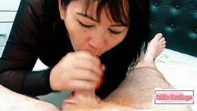 secretary sneaks blowjob on boss's cuckold husband before work shift starts