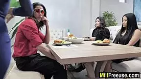 stepmom and stepsis team up on stepson 😏 wild family fuckfest!