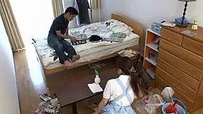 Shy Japanese Maid Petite Tight Pussy Gets Fierce Creampie from Hotel Guest First Time