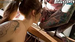 wanna see tattooed goth lesbians dildo gaping asses?