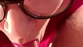 sloppy deepthroat sucking by glasses cock slut