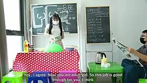 cute asian store girl takes rough pounding inside