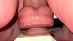 Tiny Redhead's Juicy Wet Pussy Stretches on Old Man's Huge Fence Post Cock