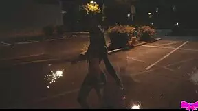 Honey Gold and Dakota Marr Flash Topless Outdoors with Sparklers