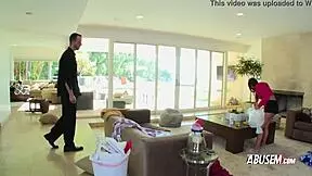 Young chick teases her date into some playful bedroom fun.