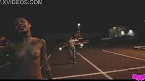 Honey Gold and Dakota Marr Flash Topless Outdoors with Sparklers