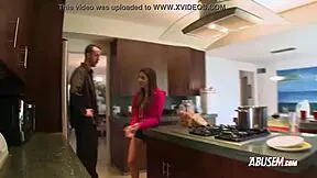 Young chick teases her date into some playful bedroom fun.