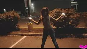 Honey Gold and Dakota Marr Flash Topless Outdoors with Sparklers