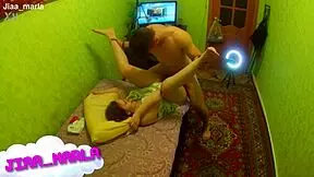 Fucked young 18+ girl bent over then finished thick cum all over her face in garage