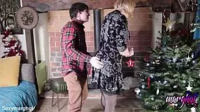 young guy fucks stepmom installing christmas decorations