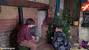 young guy fucks stepmom installing christmas decorations