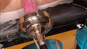 young skinny girl creams hard on oiled bdsm dildo machine fucking her tight pussy lola spice