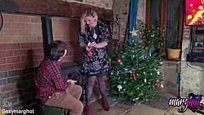 young guy fucks stepmom installing christmas decorations