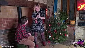 young guy fucks stepmom installing christmas decorations