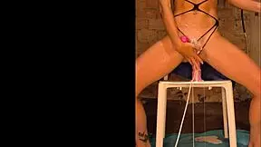 young skinny girl creams hard on oiled bdsm dildo machine fucking her tight pussy lola spice