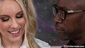 Busty Coed Deepthroats Teacher's Big Black Cock and Handles Handjob