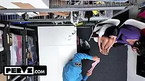 bratty latina teen freya von doom caught shoplifting gets punished fucked by stepmom's friend