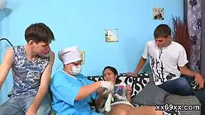 doctor drills virgin cutie's tight hymen in hospital