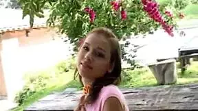 Selina 18+ Brunette Teen Rides Massive Black Cock Outdoors