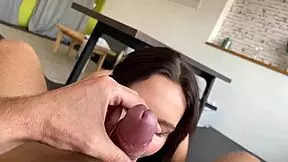 hey this casting got naughty fast... busty petite brunette teen deepthroats monster cock for facial cumshot pov