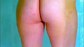 wet latina college student strips thong in steamy shower reveal