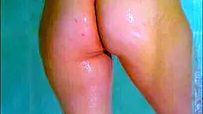 wet latina college student strips thong in steamy shower reveal