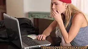 TINY TEEN RIDES HUGE DICK LIKE A CHAMP!