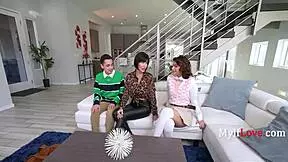 Teaching my shy stepson how to handle a real milf like his mother-in-law in this steamy ffm training session