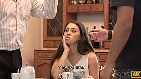 That minx sneaks sex with her boyfriend's dad ending in ass cumshot