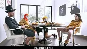 horny stepfamily dives into orgy on dinner table with milf big tits bent over doggystyle and missionary taboo 4some fantasy