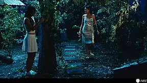 brunette latina FREEZES coco bae then fingers her wet pussy n SUCKS those huge tits in lesbian prank