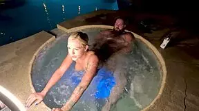 hot blonde milf deliah grace deepthroats in jacuzzi then bends for creampie cheating