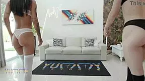 Will Cute Bruna Santos and Breiny Zoe Survive Five Big Cocks DAP Orgy Footjob Creampie Swallow?