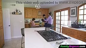 old man bangs daring strip daughter while wife cooks in kitchen cuckold style