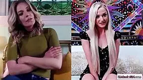 Blonde stepmom spies on stepteen 18+ fingering her hairy beaver