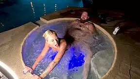 hot blonde milf deliah grace deepthroats in jacuzzi then bends for creampie cheating