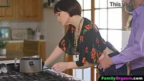 old man bangs daring strip daughter while wife cooks in kitchen cuckold style