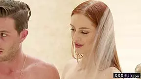 small tits redhead teen massages stepbro till he blows his load hard