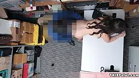 that cute brunette thief taylor caught stealing gets punish fucked hard backroom style