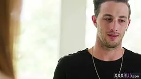 small tits redhead teen massages stepbro till he blows his load hard