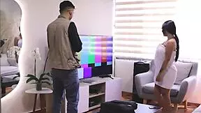 horny latina housewife bends for repairman who pounds her big ass pussy deep