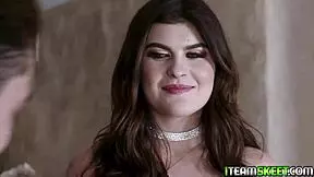 her braces don't stop her deepthroating that monster cock like a pro